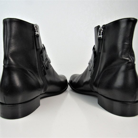 FENDI Black Leather Boots with Crocodile Strap Women's Size 8 or 39 - Picture 6 of 13